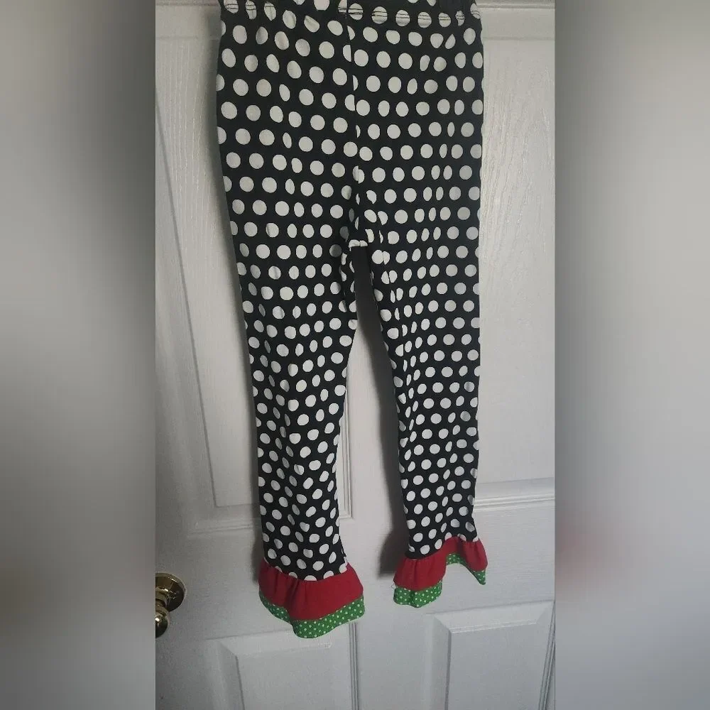 Rare Editions Set&Bonnie Jean T-shirt Girl 6X&6 Red Reindeer Polka Dots Leggins